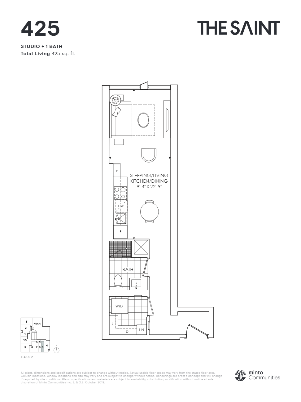 425 sq ft.