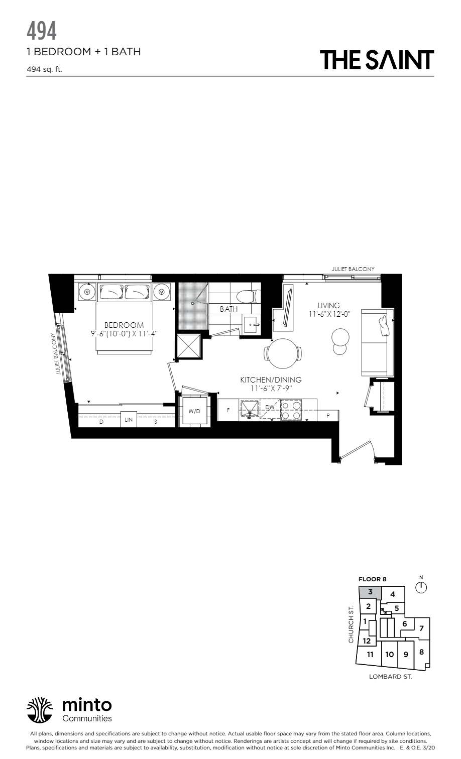 494 sq ft.