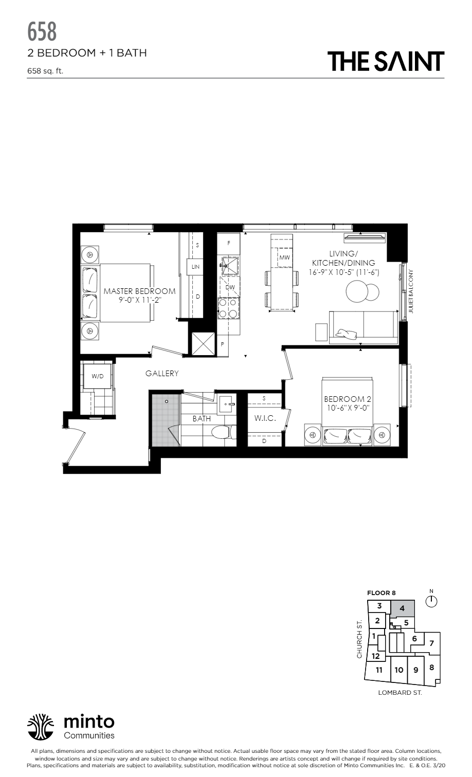 658 sq ft.